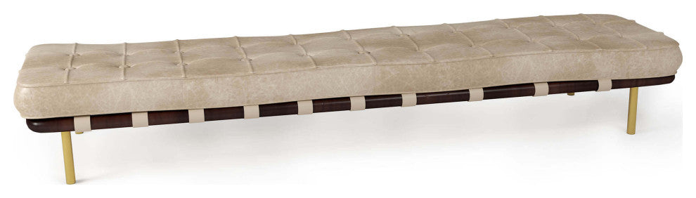 Tufted Gallery Bench, Cappuccino