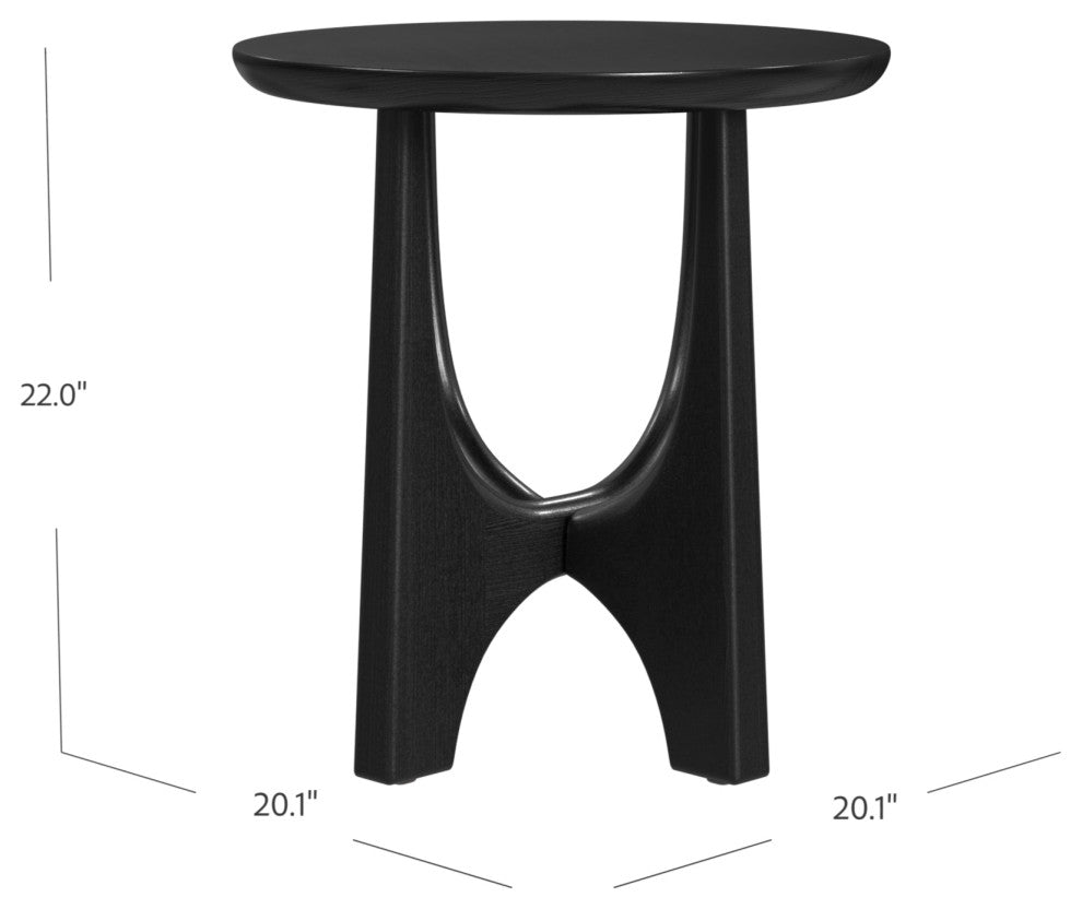 Black Matte Stain Round End Table Organic Architectural