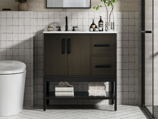Home Living 32" Single Bathroom Vanity, Mocha Brown