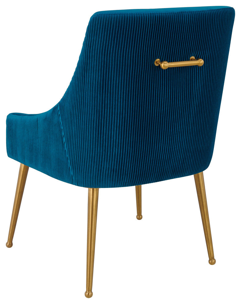 Beatrix Pleated Navy Velvet Side Chair - Navy