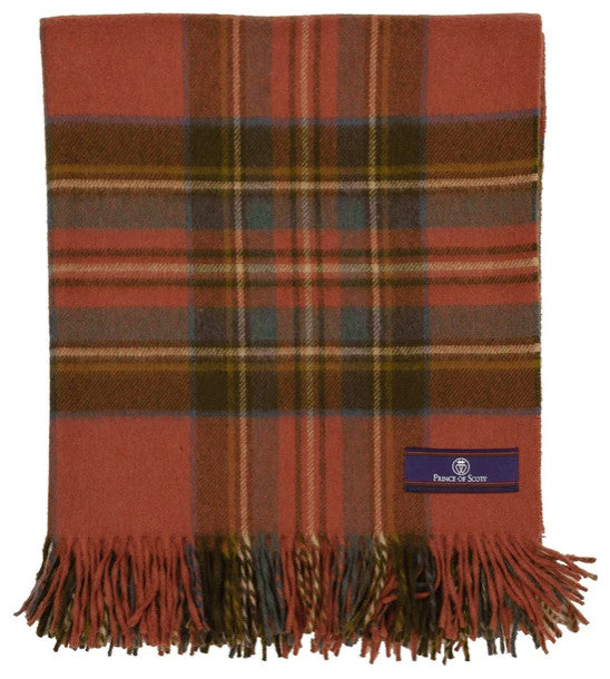 Prince of Scots Highland Tweed Merino Wool Throw, Antique Royal Stewart