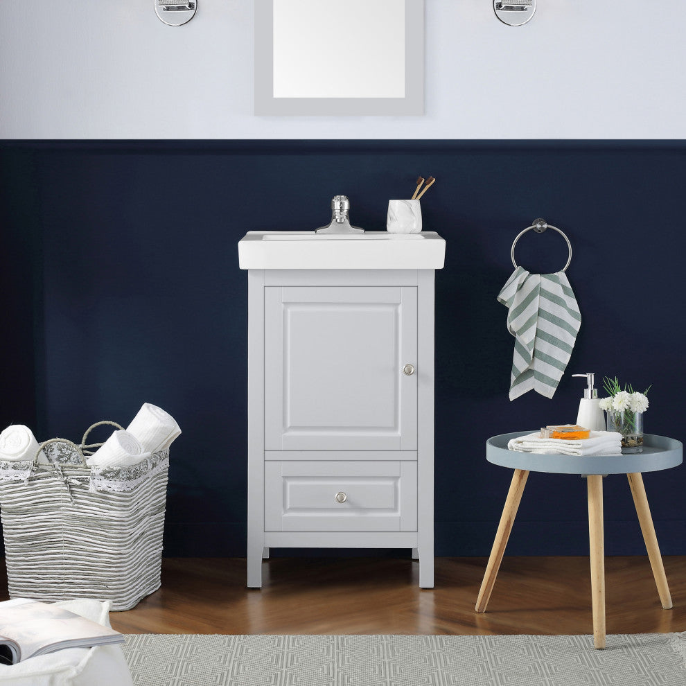 Balvin Single Vanity With Porcelain Top, 20", Dove Gray
