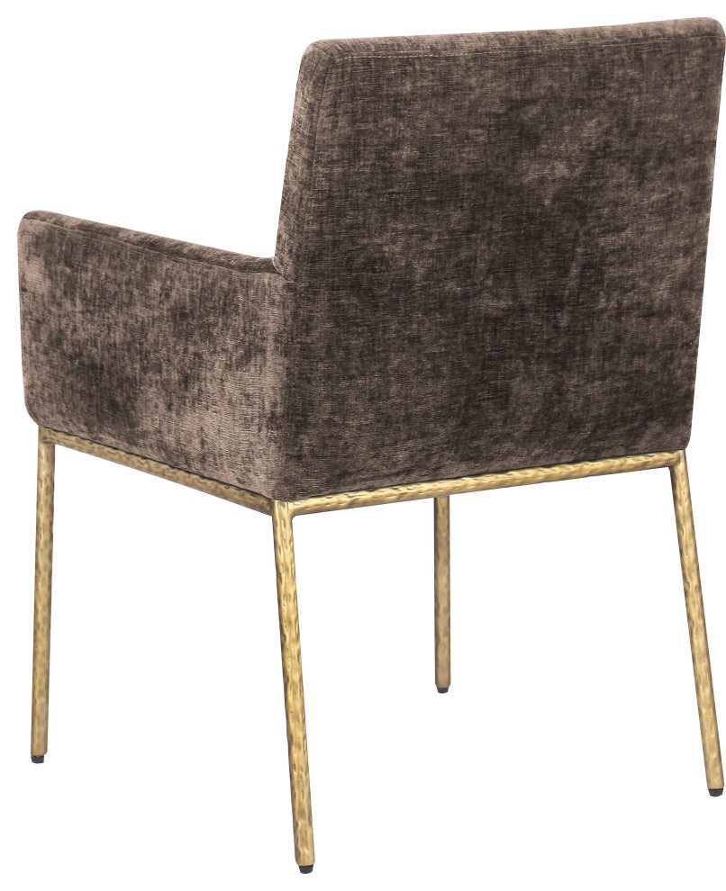 Reeves Upholstered Dining Chair, Brown, Chenille , AC,  Brushed Brass, Set of 2