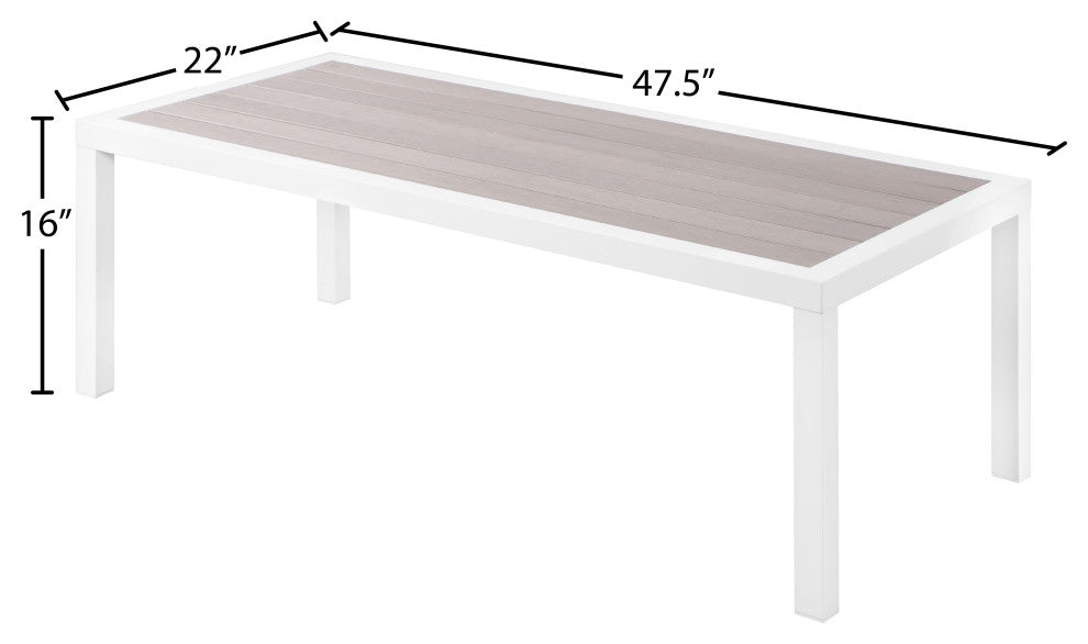 Nizuc Outdoor Patio Aluminum Coffee Table, Light Gray