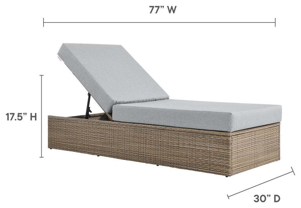 Convene Outdoor Patio Outdoor Patio Chaise Lounge Chair, Cappuccino Gray