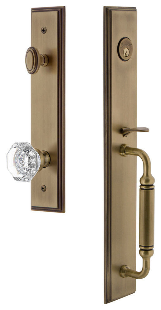 Carre' 1-Piece Dummy Handleset, C Grip and Chambord Knob, Vintage Brass, 848965