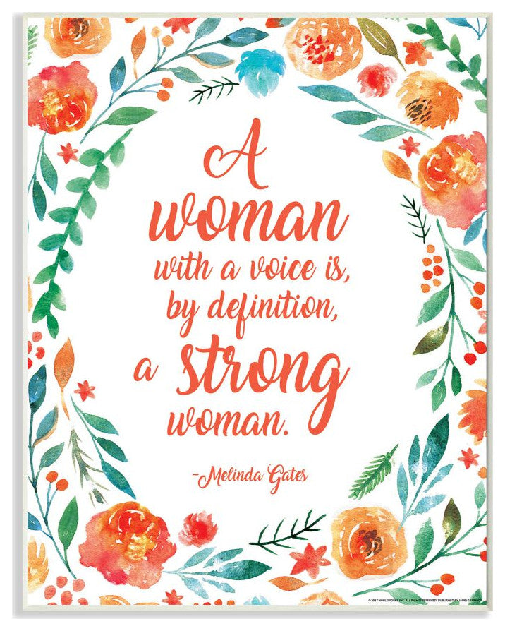 Stupell Industries Strong Woman Flower Inspirational Word Design, 13 x 19