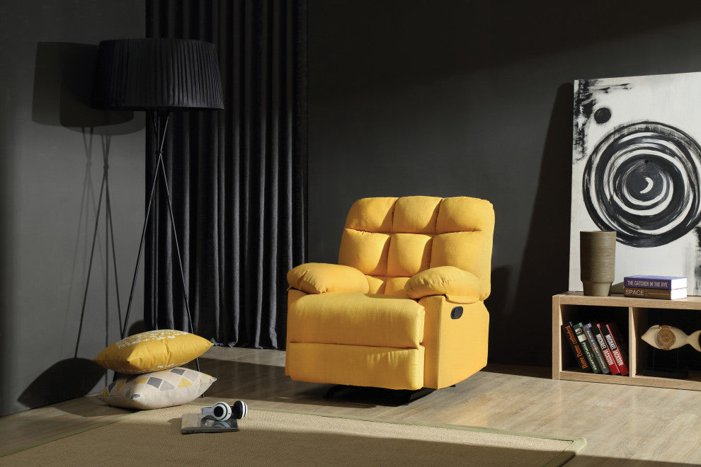 Clarke Rocker Recliner, Yellow Fabric