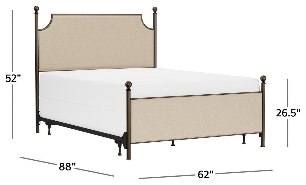 McArthur Metal and Upholstered Bed, Bronze, Queen