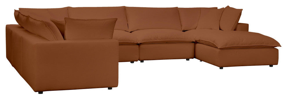 Cali Modular Large Chaise 7-piece Sectional, Rust
