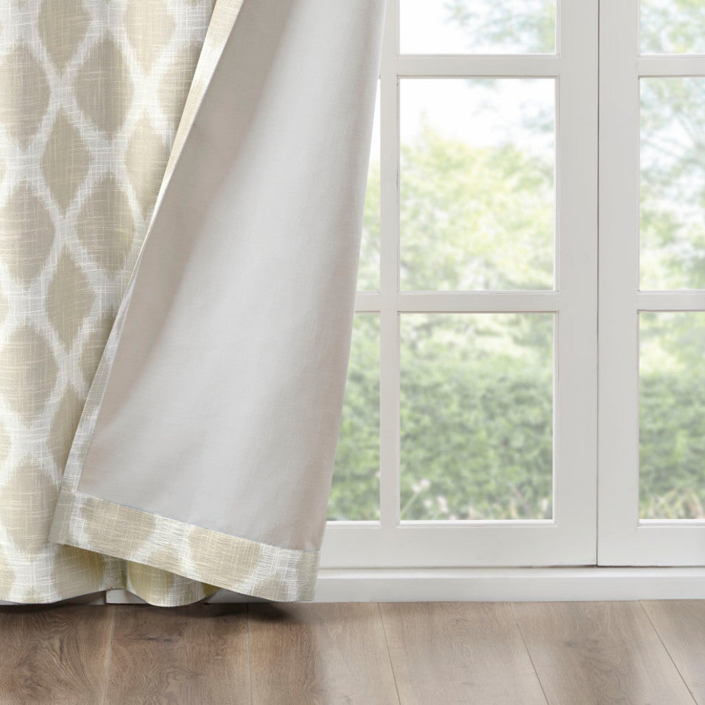 SunSmart Blakesly Ikat Blackout Window Panel, Grey, Taupe, 50"x84"