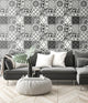NextWall Black and White Graphic Tile Peel and Stick Wallpaper