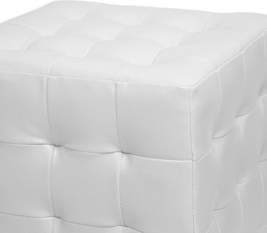 Baxton Studio Siskal White Modern Cube Ottoman, Set of 2