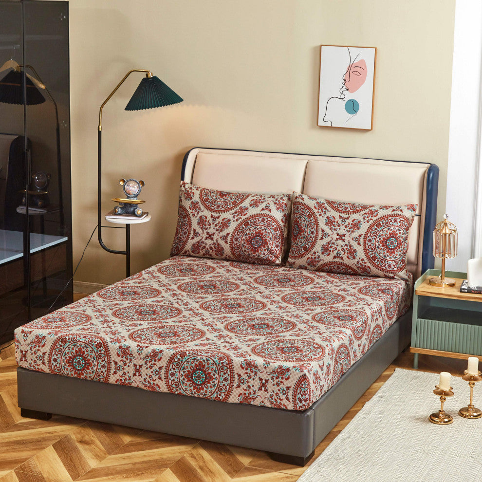Tache Bohemian Chic Mandala Paisley Fitted Sheet, Full