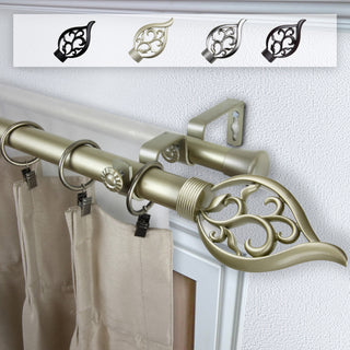 Clair 1" Double Curtain Rod, Light Gold, 120-170"