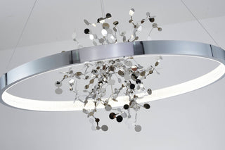 Stainless Steel LED Chandelier With Confetti Interior
