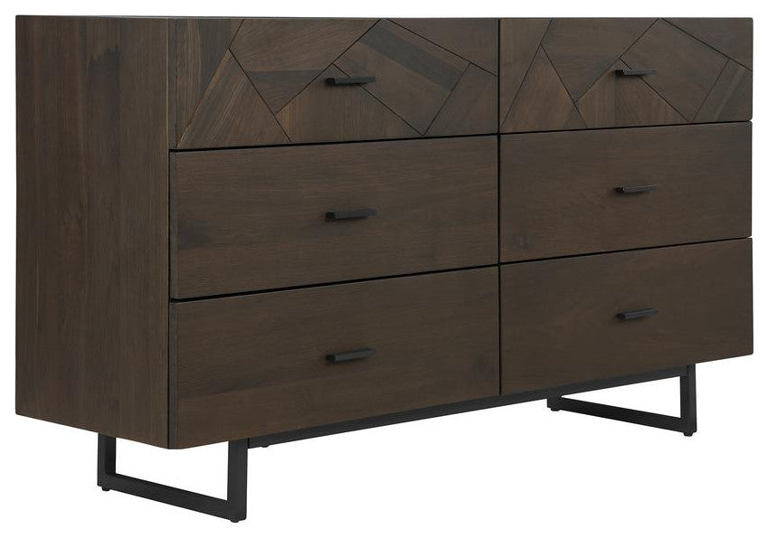 Marquis 4 Piece King Size Platform Bed Frame Bedroom Set in Oak Wood with...