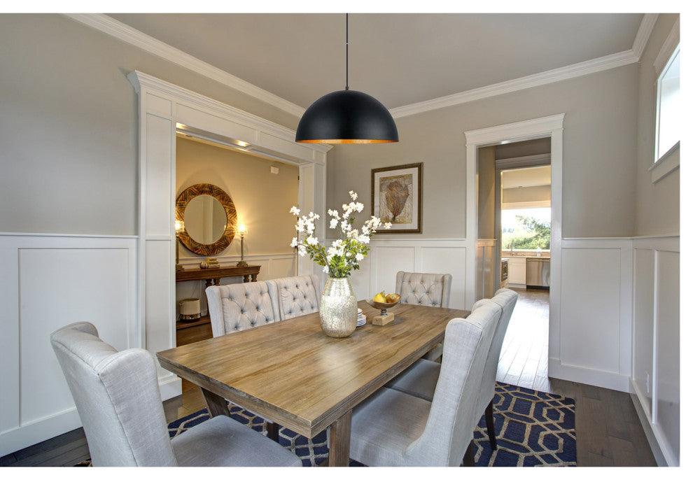 Rafaelino 1-Light Pendant Structured, Black and Gold Leaf Shade