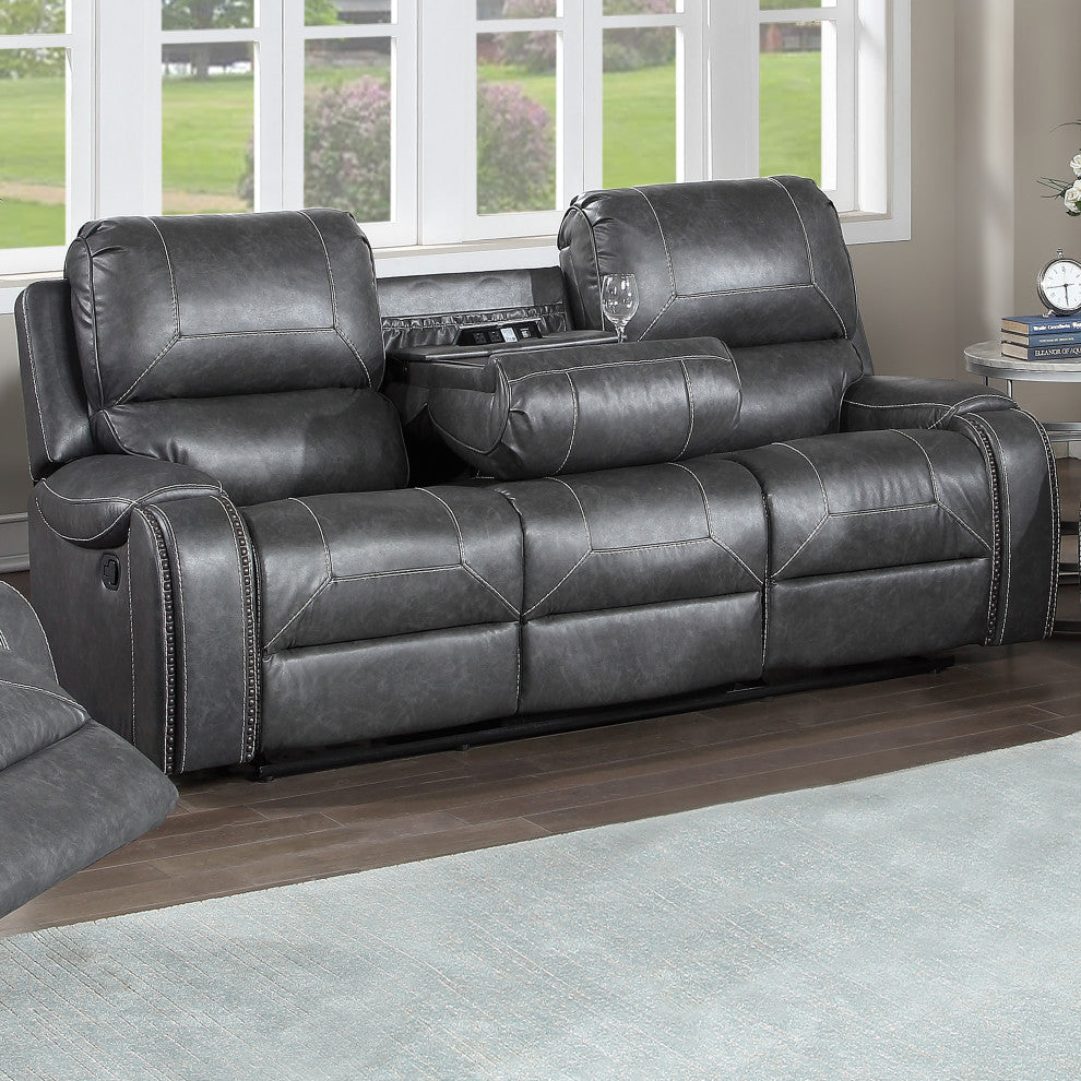 Keily Manual Recliner Sofa Grey