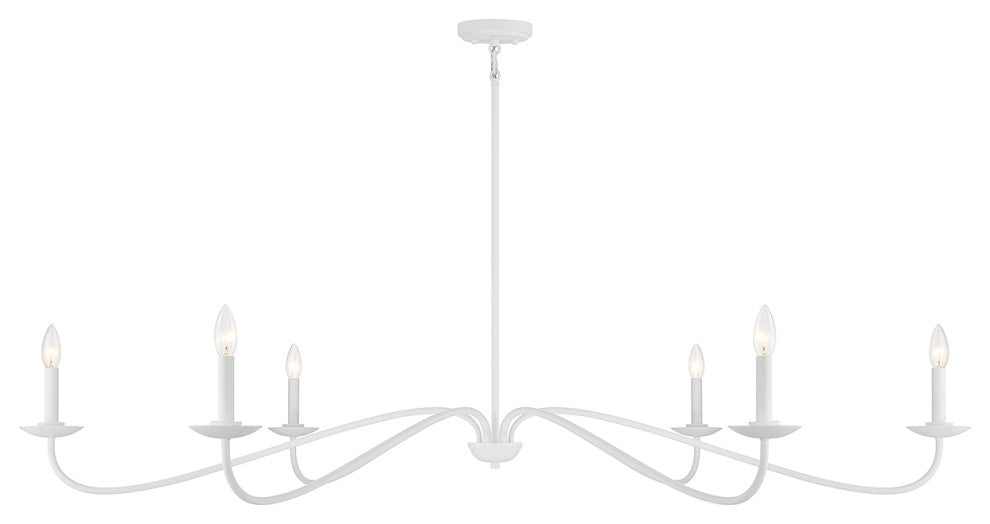 6-Light Chandelier, Matte Black, Bisque White