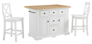 Julia Wood Top Island With X-Back Stools, Island and 2 Stools