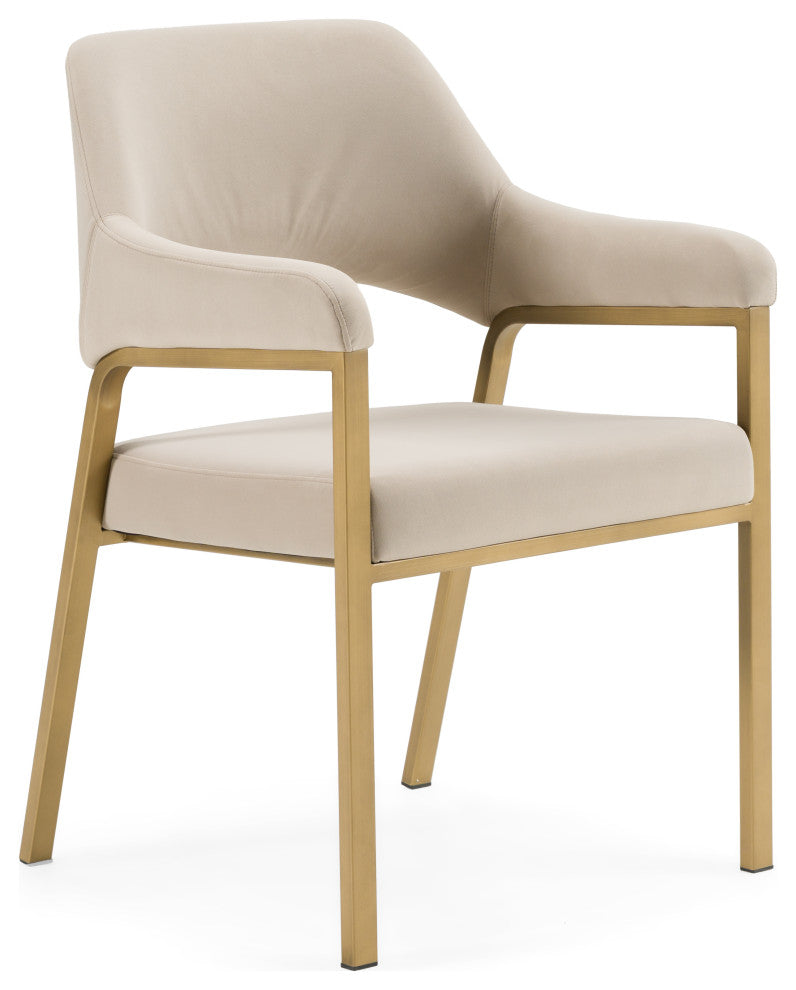 Modrest George Modern Beige Fabric + Antique Brass Dining Chair