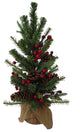 24" Red Berries and Pinecones Tree