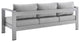 Sectional Sofa Chair Table Set, Sunbrella, Aluminum, Silver Gray, Outdoor