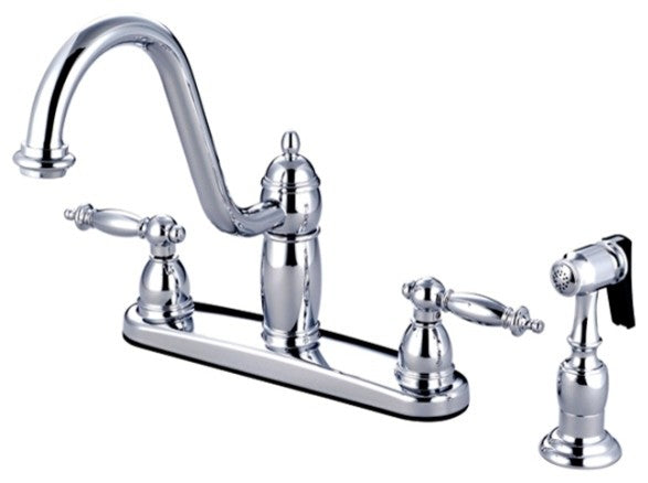 Templeton Double Handle 8" Kitchen Faucet with Brass Sprayer