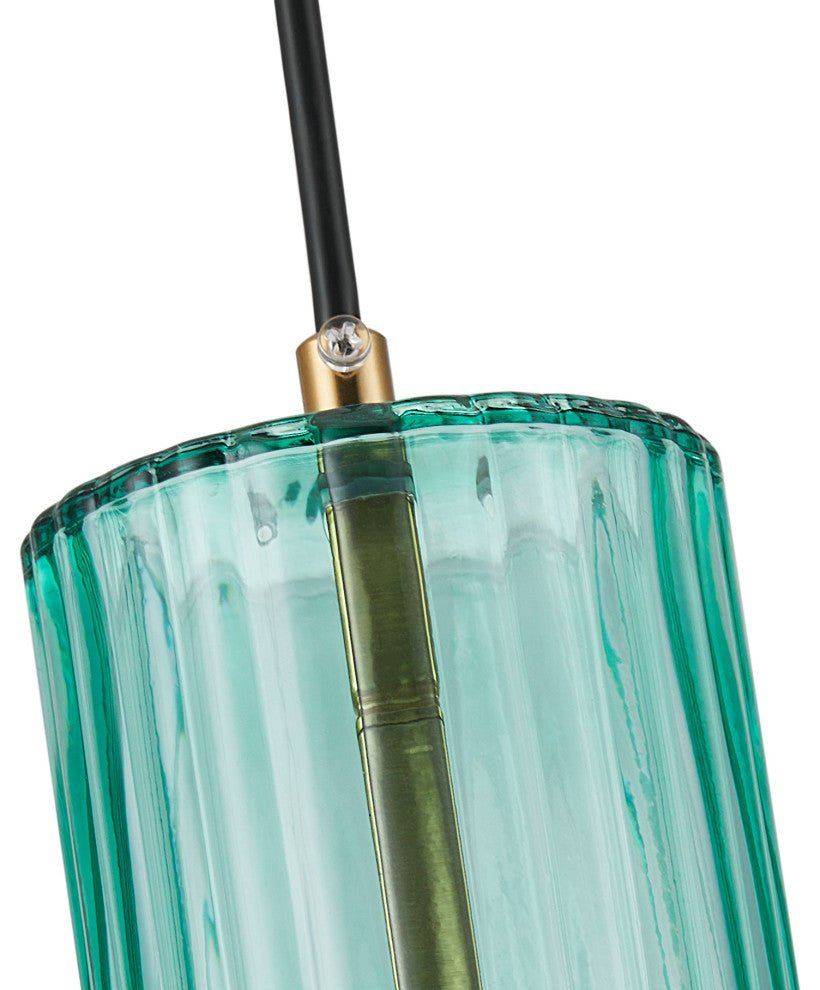 Modern Green Textured Glass Cylinder Pendant Light Fixture