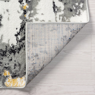 Gerhart Contemporary Abstract Yellow/Gray Rectangle Area Rug, 5'3''x7'3''