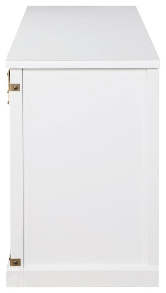 Furniture of America Birch Wood 72" Length TV Stand in White and Gold