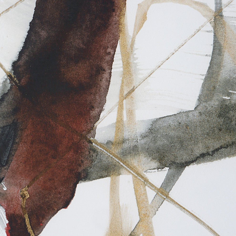 Burgundy Interjection Abstract Prints, Set/2"