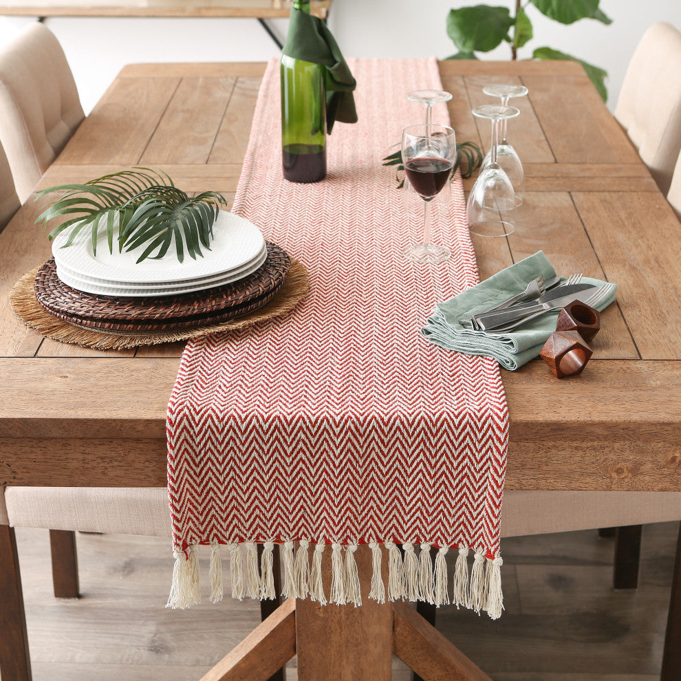 Barn Red Chevron Table Runner 15x72