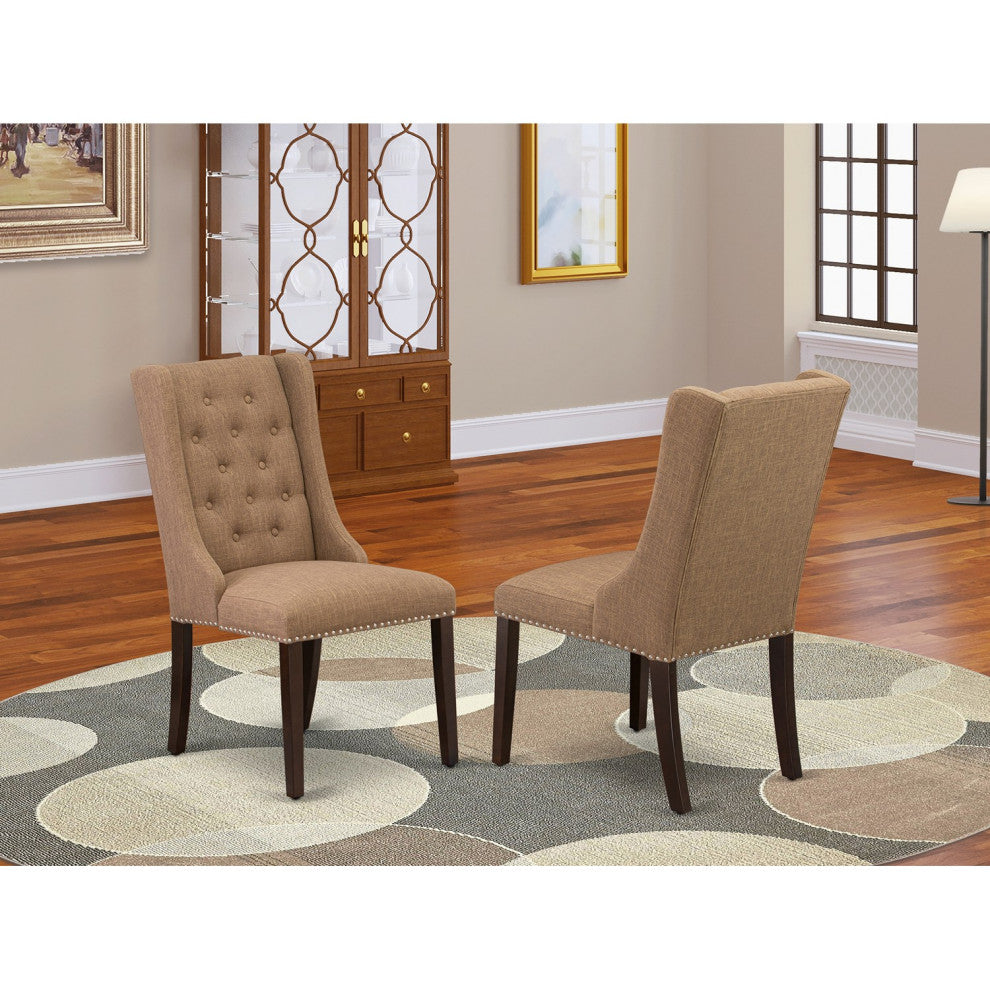 Dining Chairs, Light Sable Parson Chairs, Button Tufted Back,Set of 2