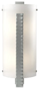 Forged Vertical Bar Sconce, Vintage Platinum Finish, White Art Glass