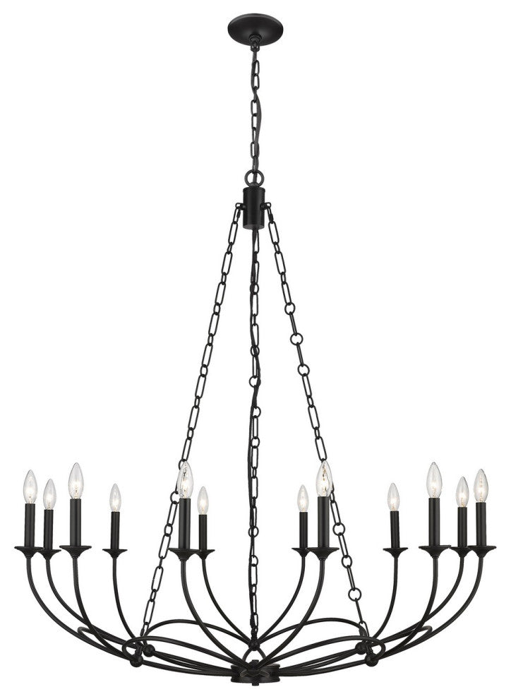 Arabella 12 Light Chandelier, Matte Black