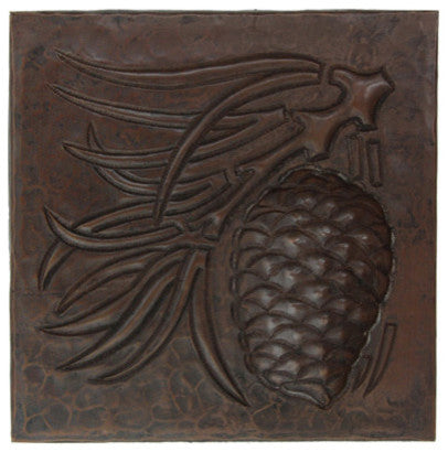 Pinecone Design Hammered Copper Tile, 10"x10"