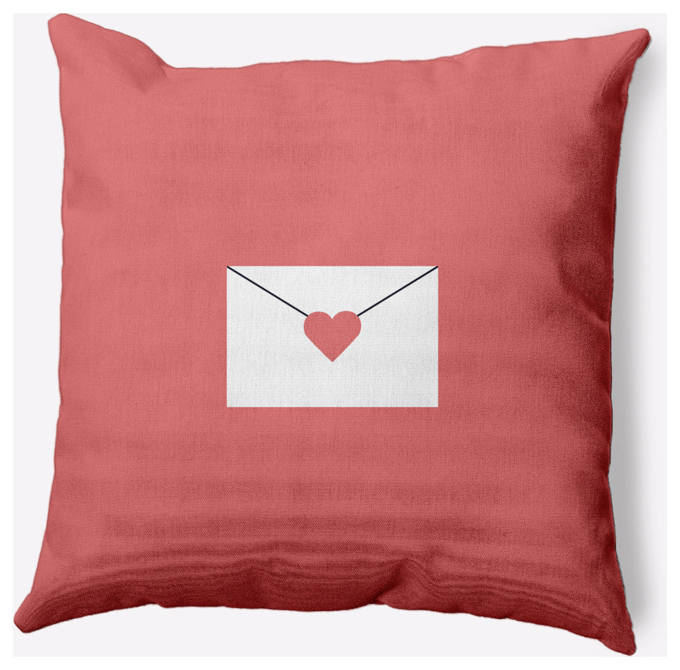 Love Letter Valentines Decorative Throw Pillow, Coral, 18"x18"