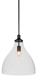 Juno 1-Light Pendant, Matte Black/Clear Bubble