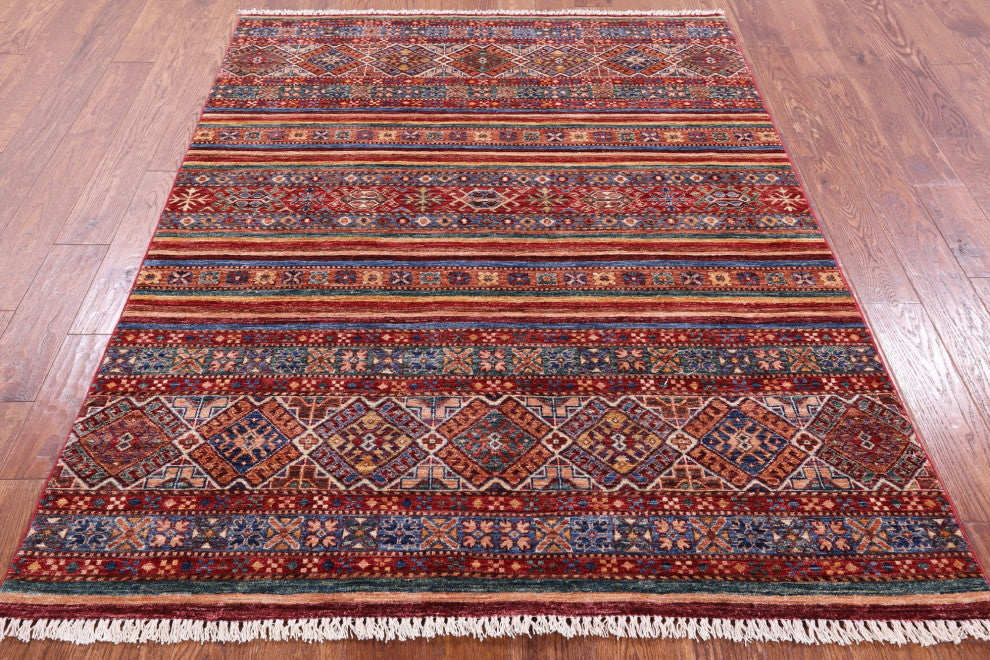 5' 1" X 6' 8" Super Kazak Khorjin Handmade Rug Q10458