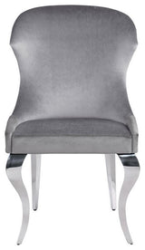 Maklaine 18" Modern Velvet Upholstered Wingback Dining Side Chair in Gray