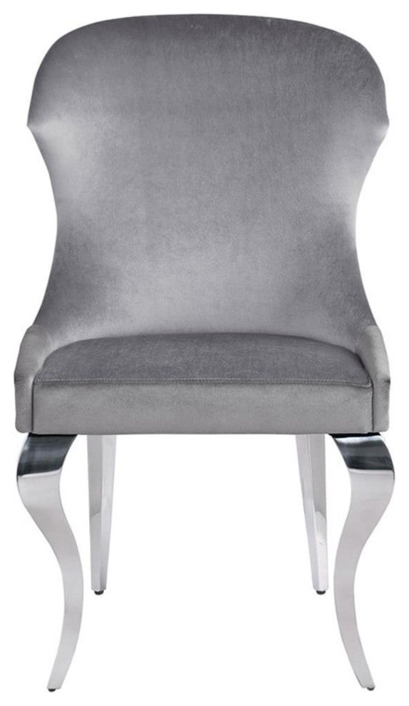 Maklaine 18" Modern Velvet Upholstered Wingback Dining Side Chair in Gray