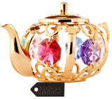 24K Gold Plated Teapot With Multicolored Crystals Ornament