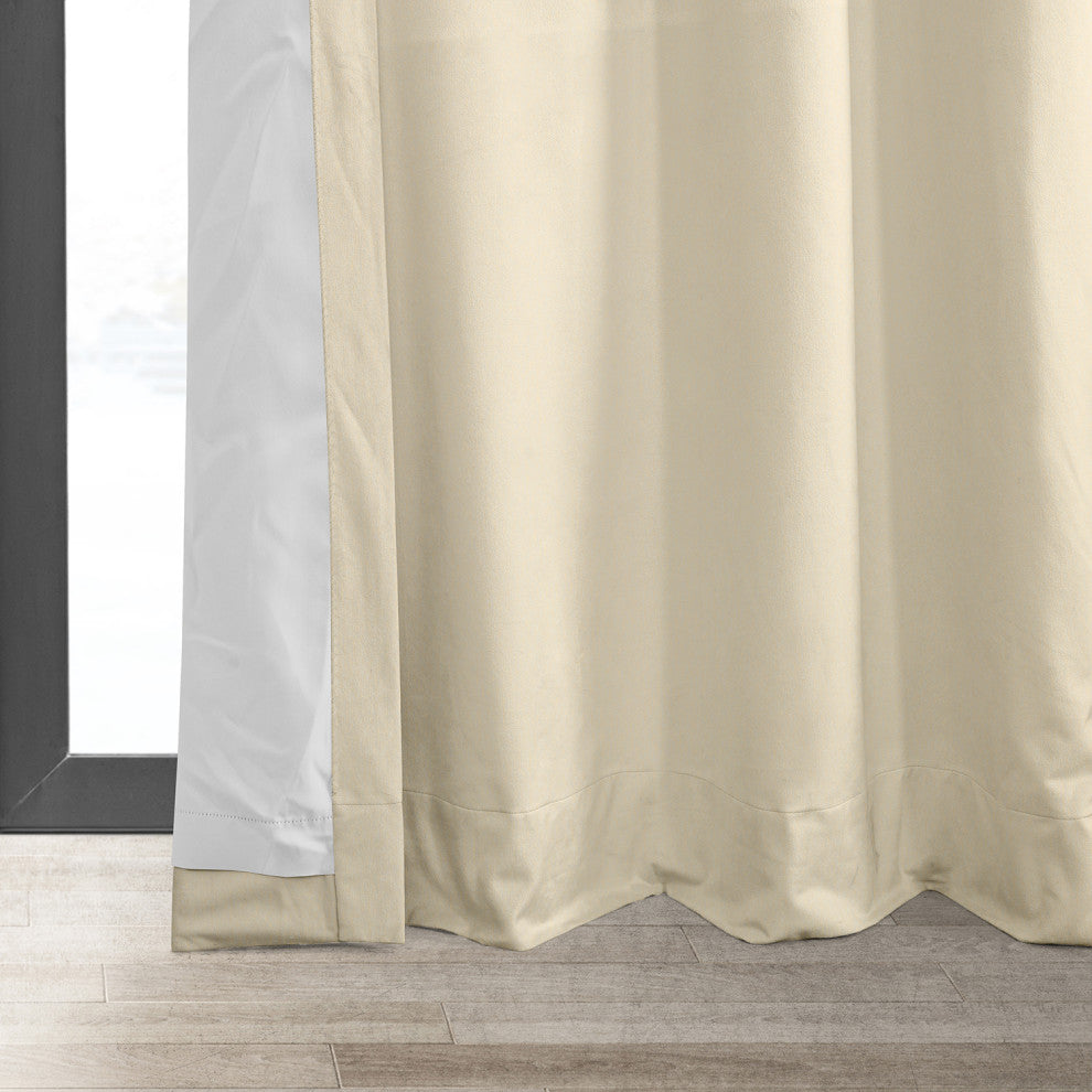 Signature Ecru Grommet Blackout Velvet Curtain Single Panel, 50"x108"