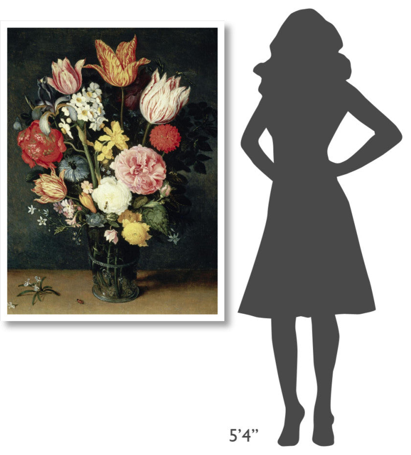 "Tulips, Roses and other Flowers in a Glass" Paper Art, 34"x46"