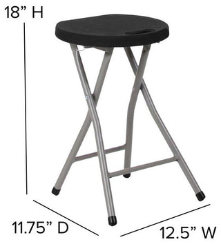 Micah 2 Pack Foldable Stool with Black Plastic Seat and Titanium Gray Frame