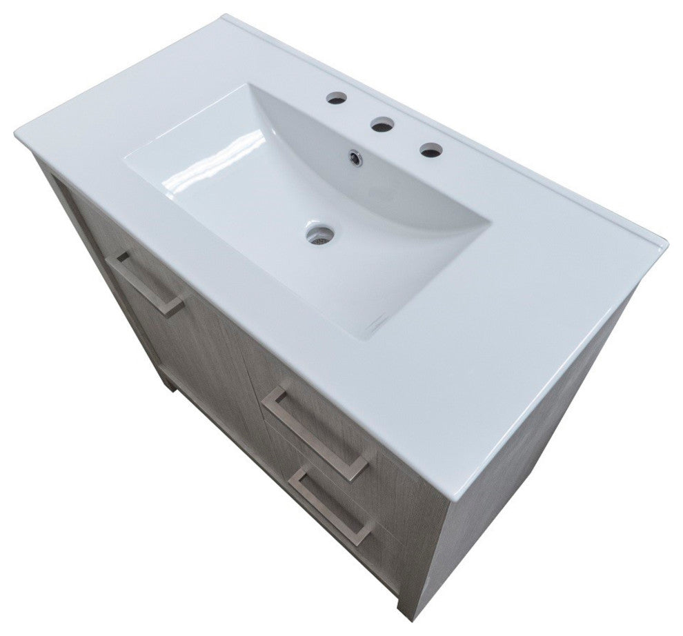 36" Single Sink Vanity With Gray Pine Finish