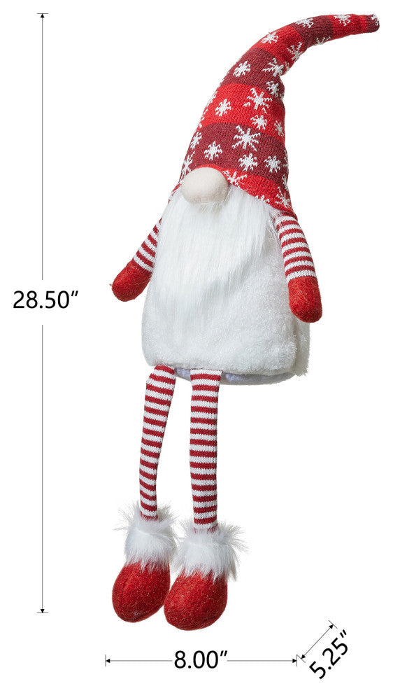28"H Fabric Christmas Gnome Shelf Sitter With Dangling Legs