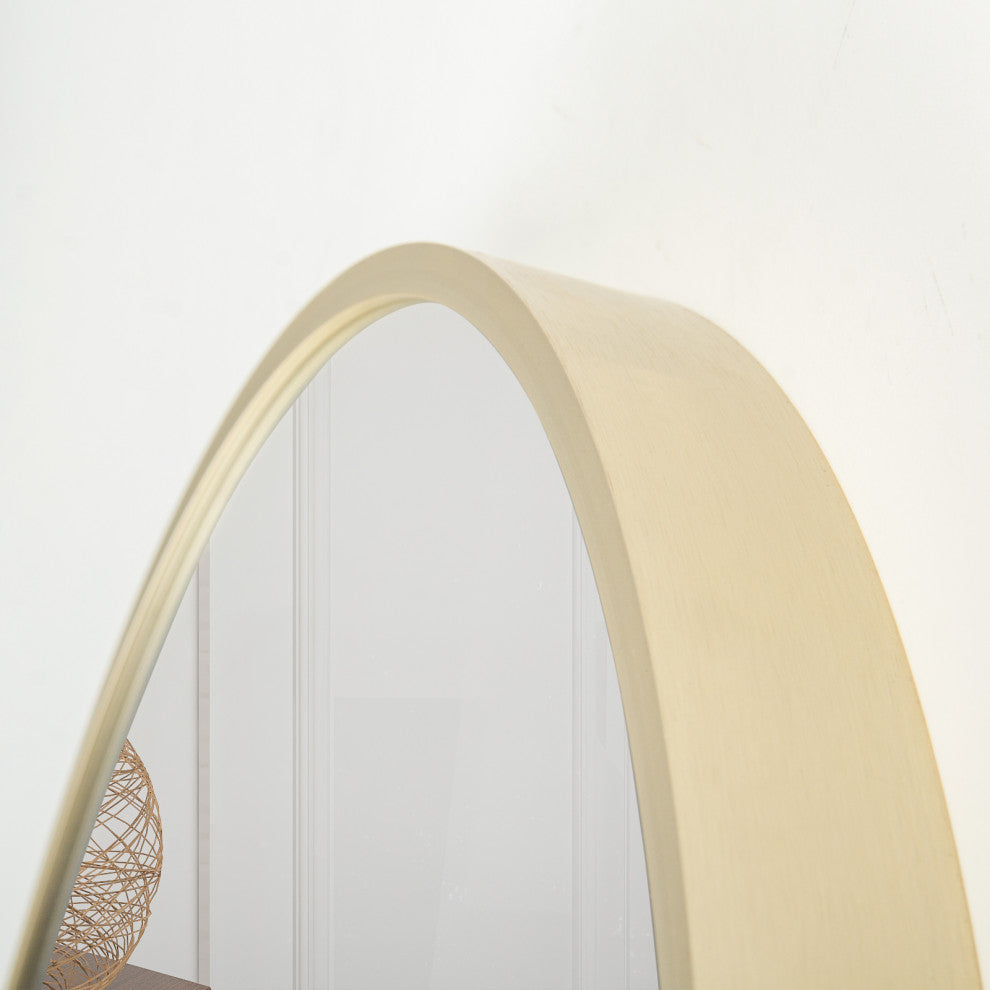 20" Round Framed Wall Mounted Bathroom Vanity Mirror, Light Gold